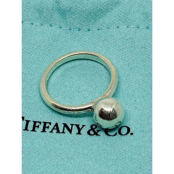 Tiffany Co Sterling Silver 8mm HardWear Hardware Round Ball Ring Size 5.75 - Picture 7 of 7